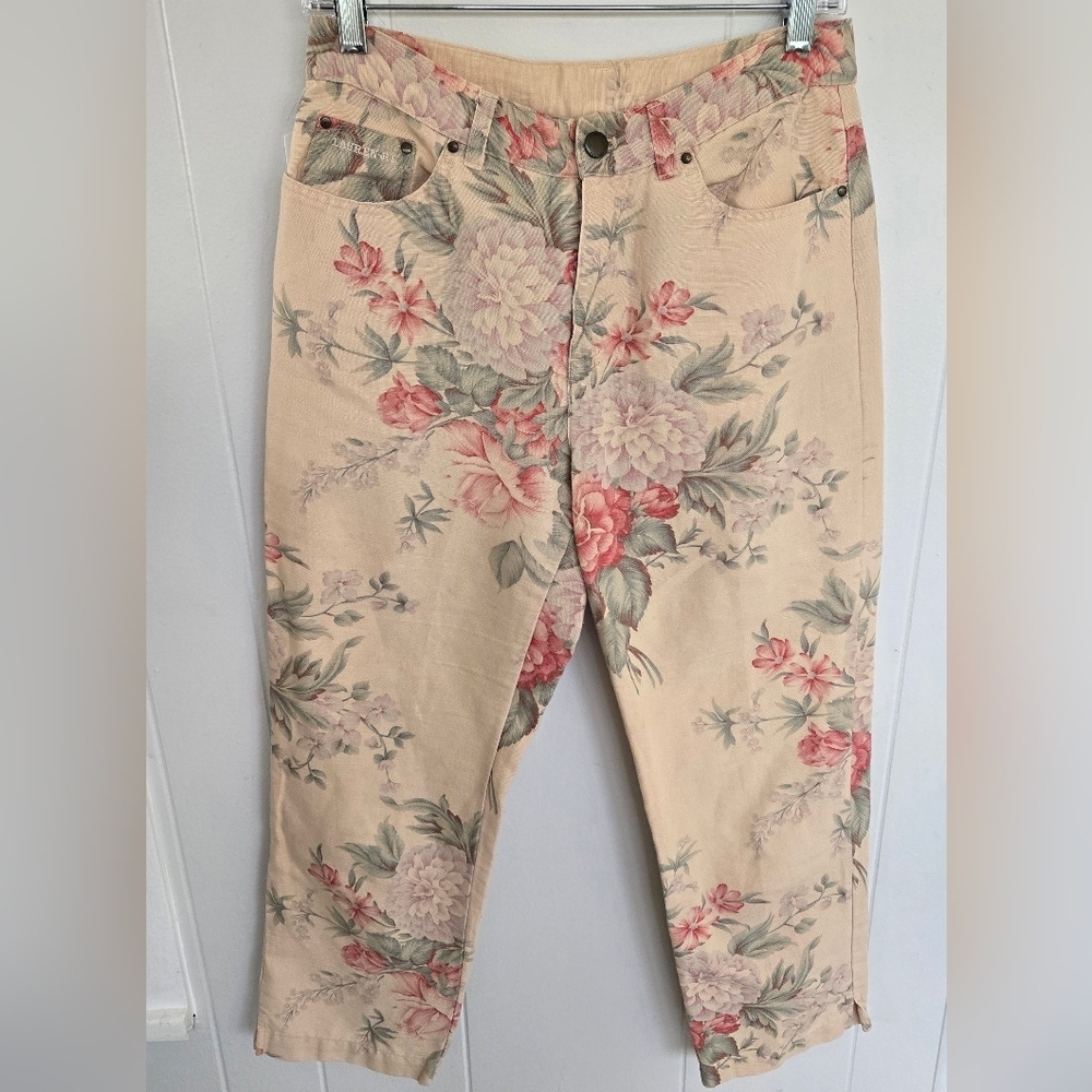 Lauren Ralph Lauren Women's Floral Linen Blend Pants, Size 4, Beige Rose Print - Picture 15 of 15